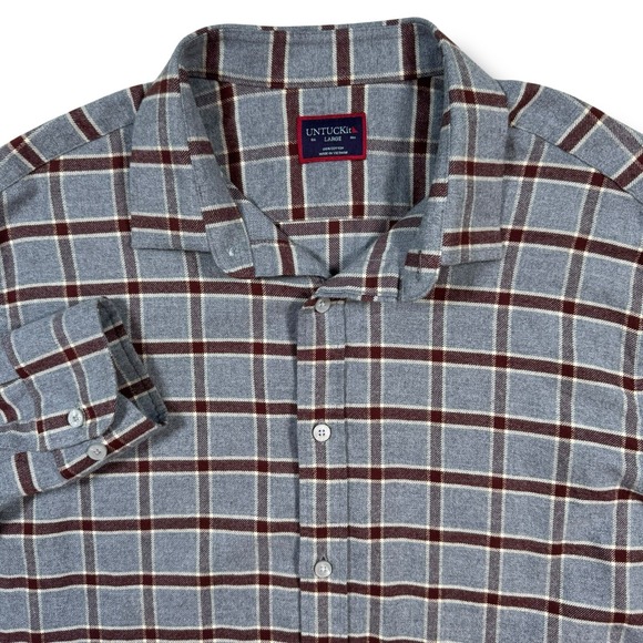 UNTUCKit Other - UNTUCKit Mens Edmeades Regular Fit Button Down Flannel Shirt Gray Plaid Sz Large